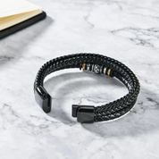 To my Son - Braided Leather Bracelet - Silver
