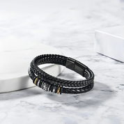 To my Son - Braided Leather Bracelet - Silver detail 3