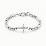 Bracelet de Perles Croix et Pierre de Naissance