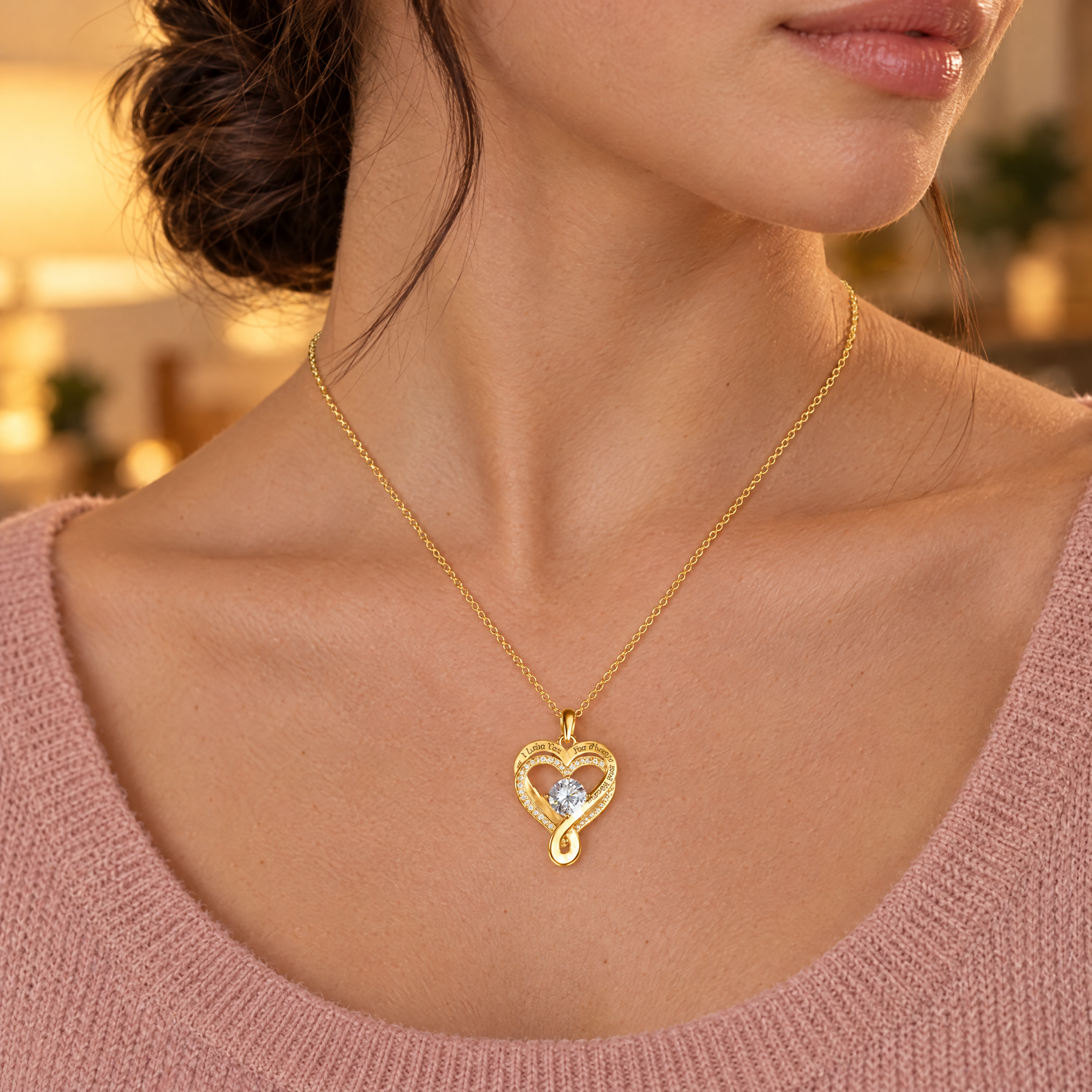 To my Love - Love Interlocked Hearts Necklace