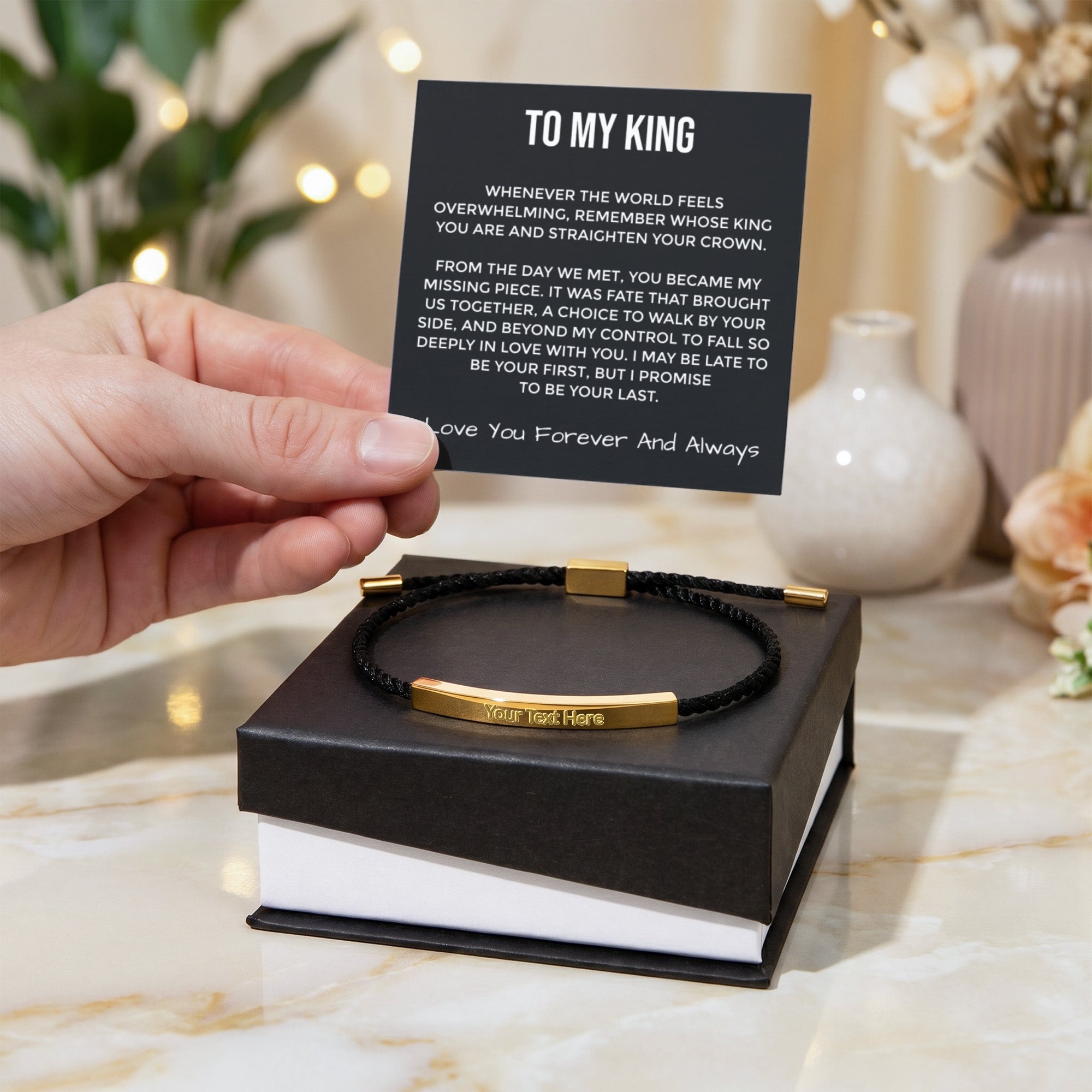 To My King - Braided Bar Bracelet