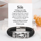 To my Son - Love Knot Leather Bracelet