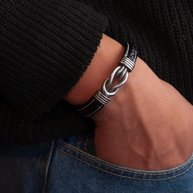 To my Son - Love Knot Leather Bracelet