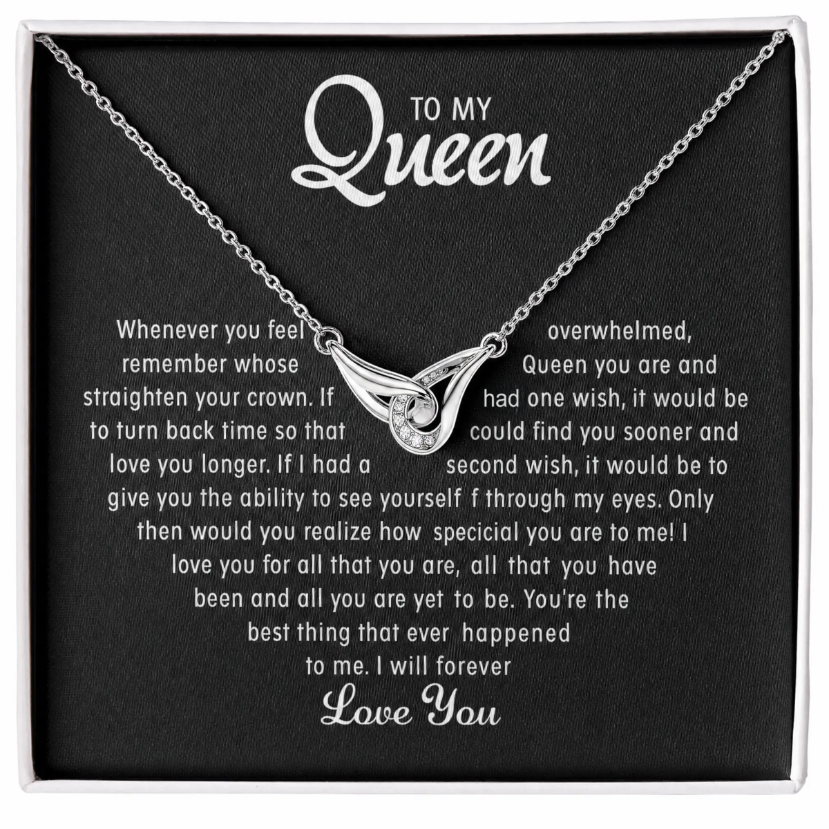 To my Queen - Love Interlocked Hearts Necklace
