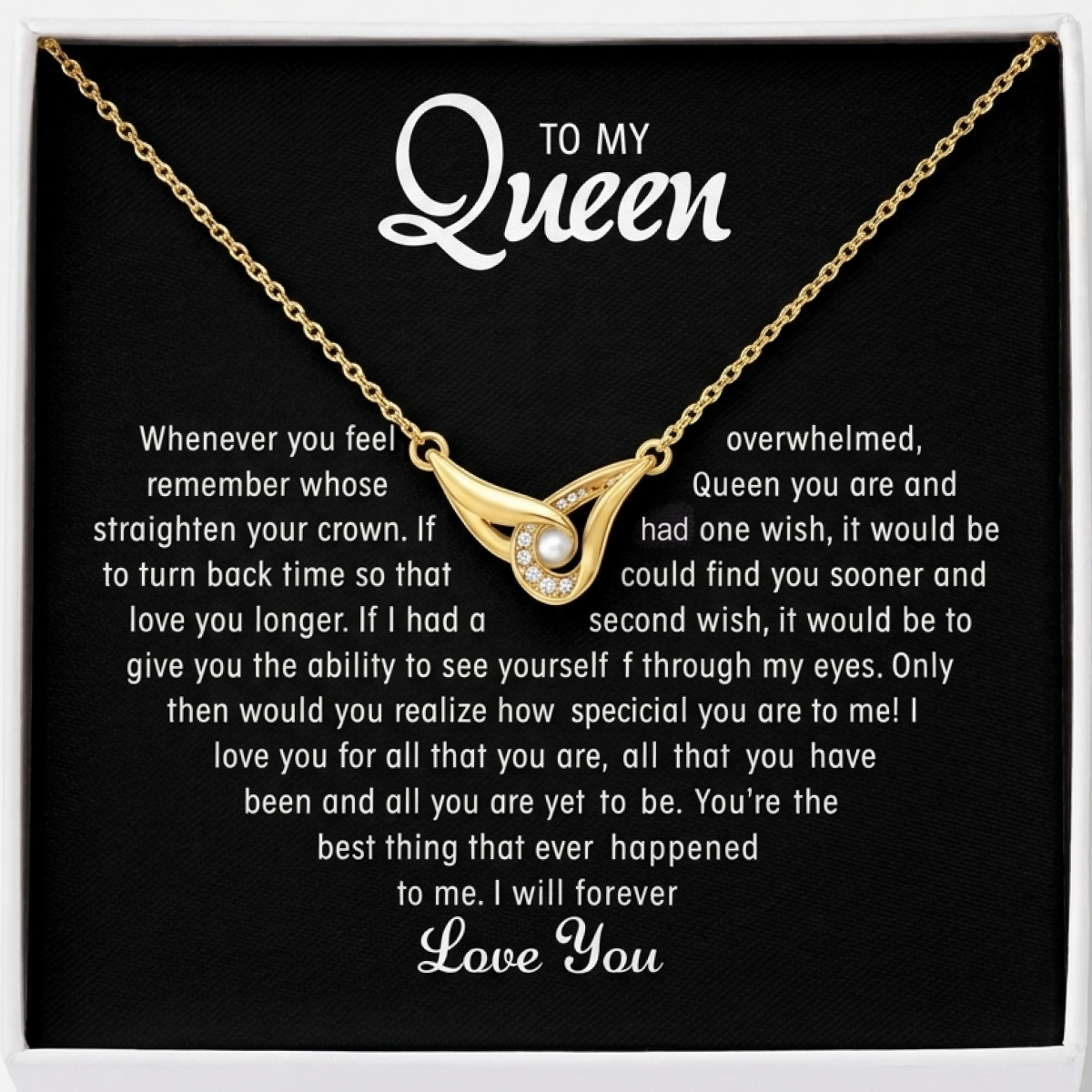 To my Queen - Love Interlocked Hearts Necklace