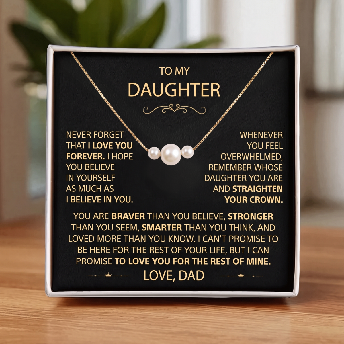 To my Daughter - Pearl Trio Necklace