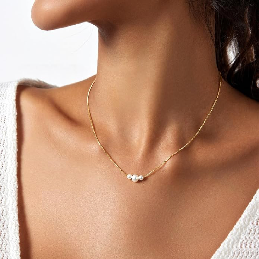 To my Daughter - Pearl Trio Necklace