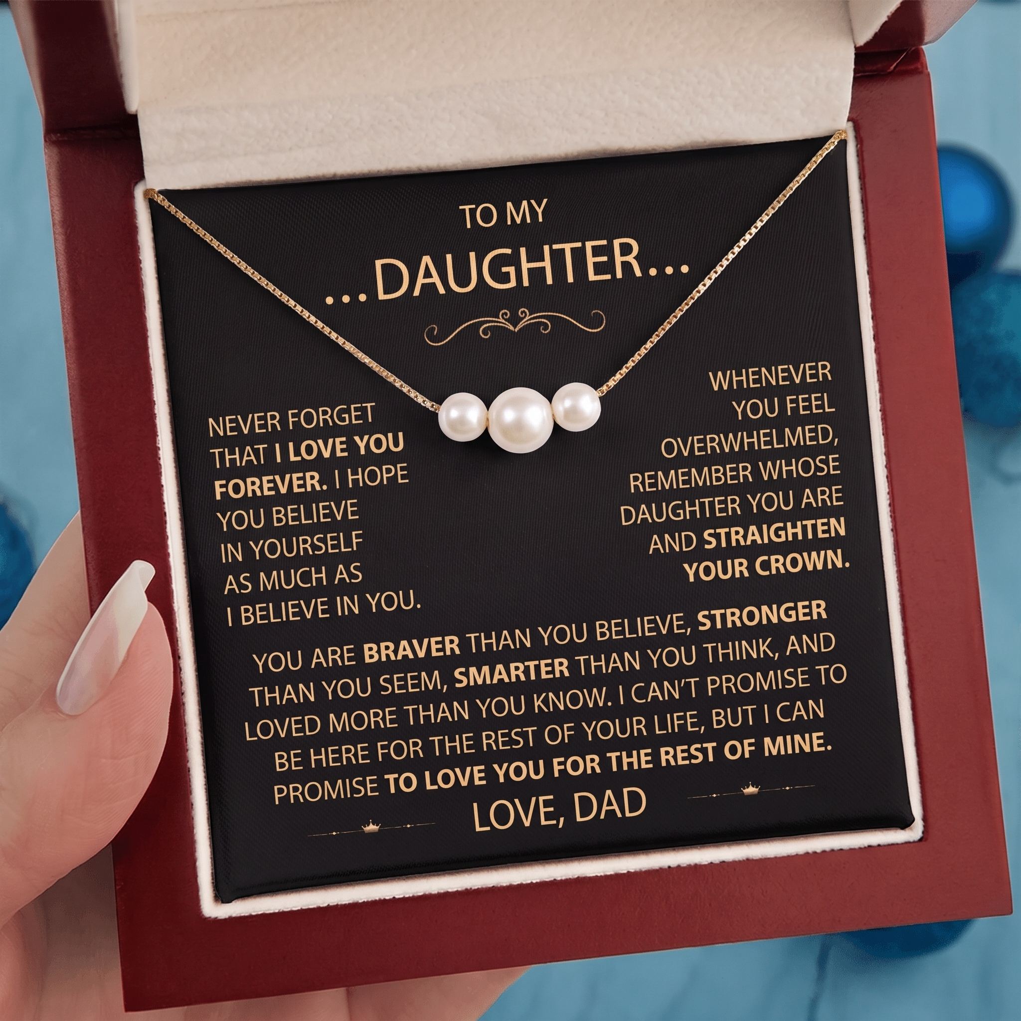 To my Daughter - Pearl Trio Necklace