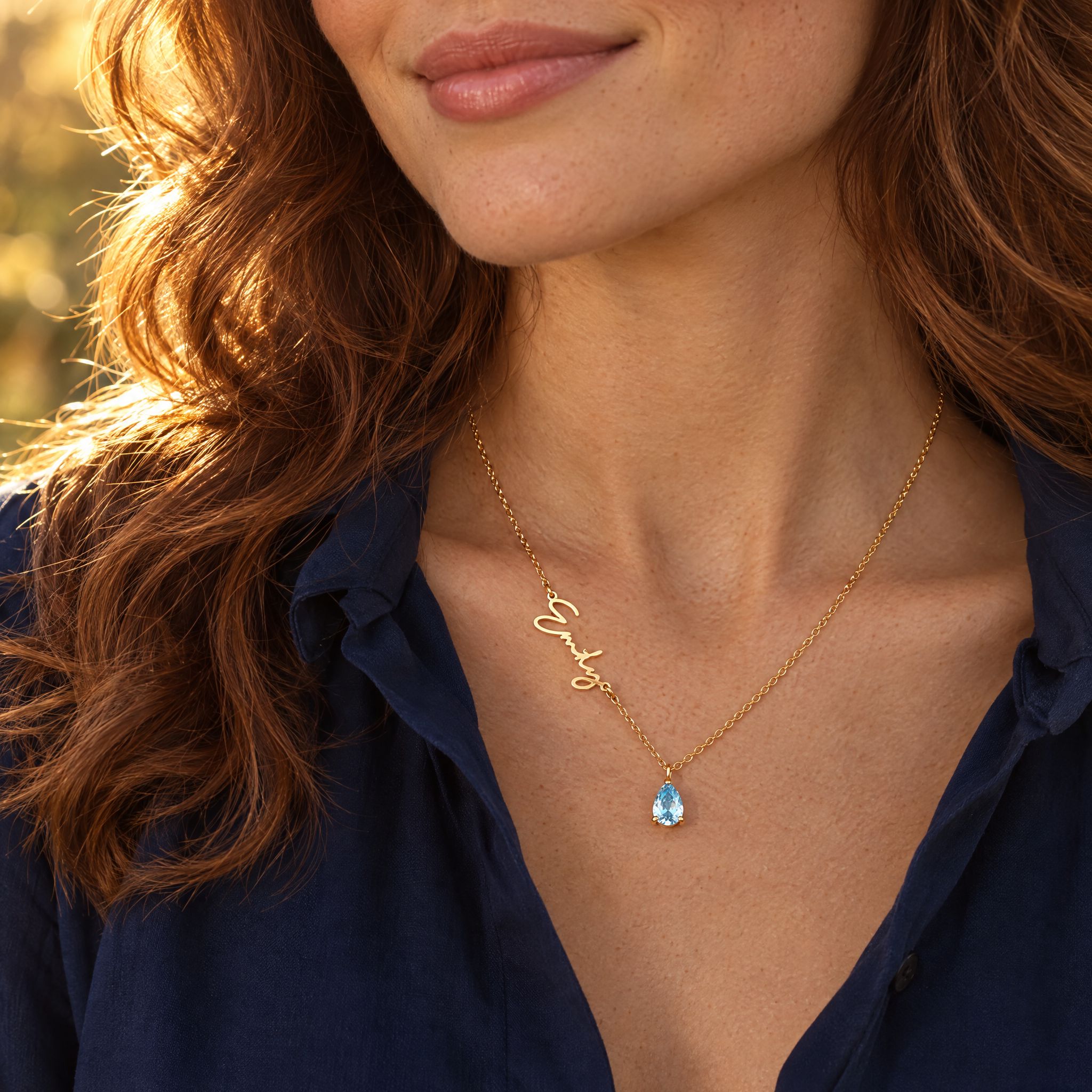 Name & Birthstone Charm Necklace