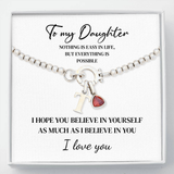 To my Daughter - Beaded Birthstone Initial Charm Bracelet