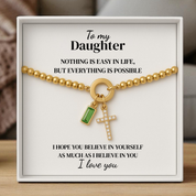 To my Daughter - Beaded Birthstone Cross Charm Bracelet