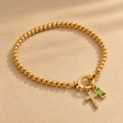 To my Daughter - Beaded Birthstone Cross Charm Bracelet