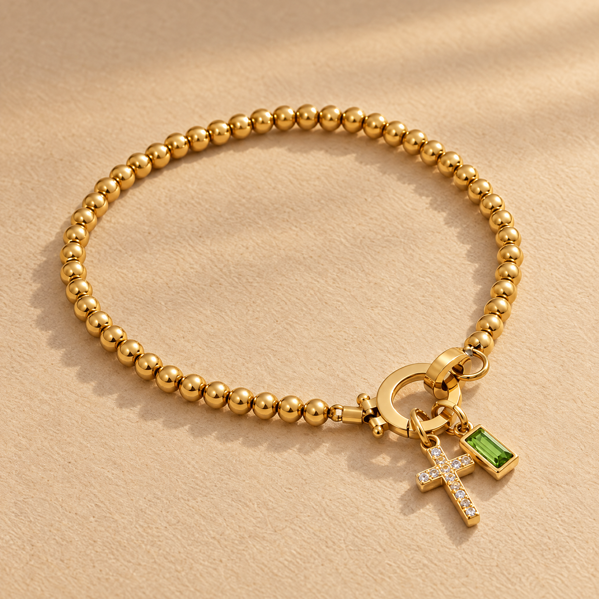 To my Daughter - Beaded Birthstone Cross Charm Bracelet