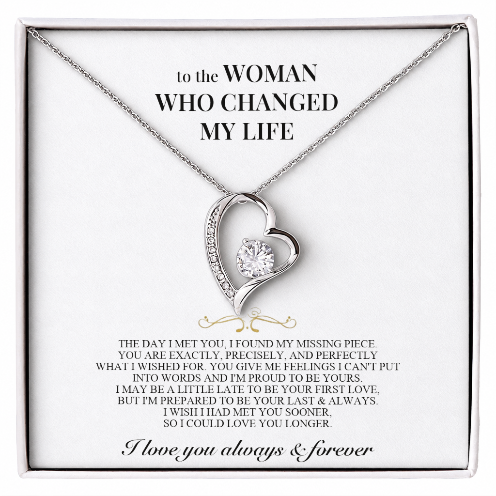 To the Woman Who Changed My Life - Heart Necklace