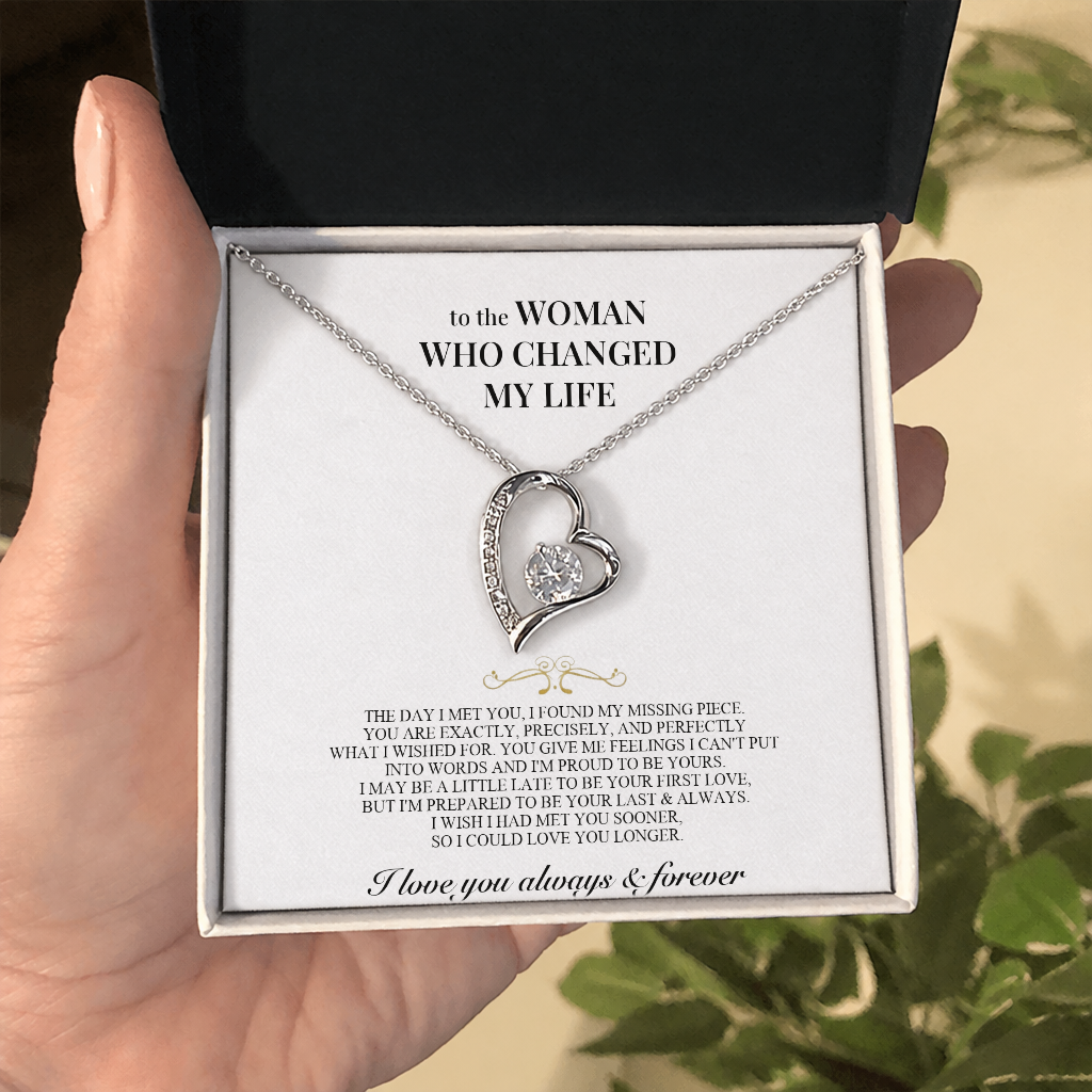 To the Woman Who Changed My Life - Heart Necklace