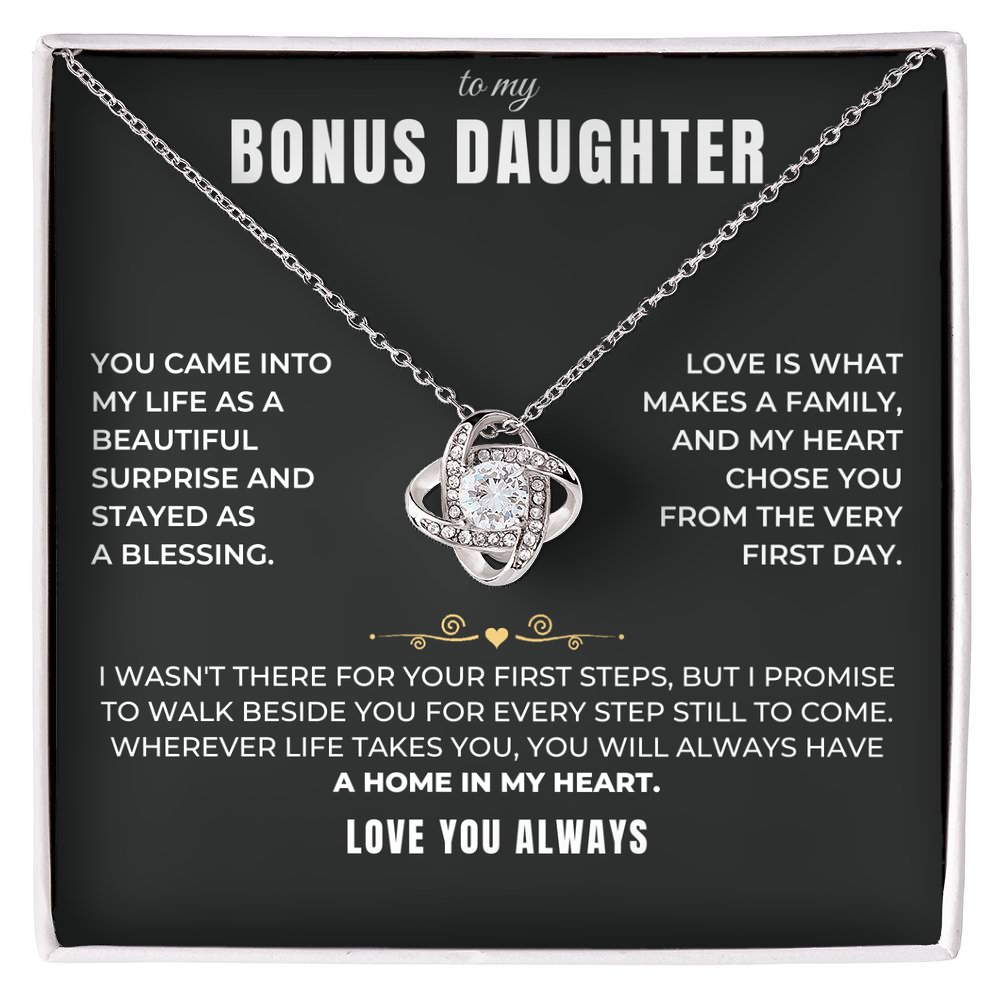 To my Bonus Daughter - Forever Family Knot Necklace