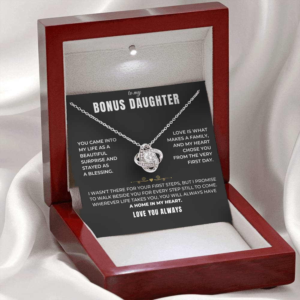 To my Bonus Daughter - Forever Family Knot Necklace