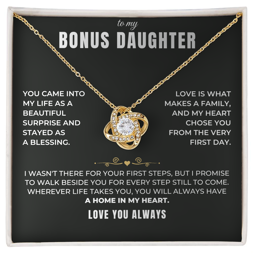 To my Bonus Daughter - Forever Family Knot Necklace