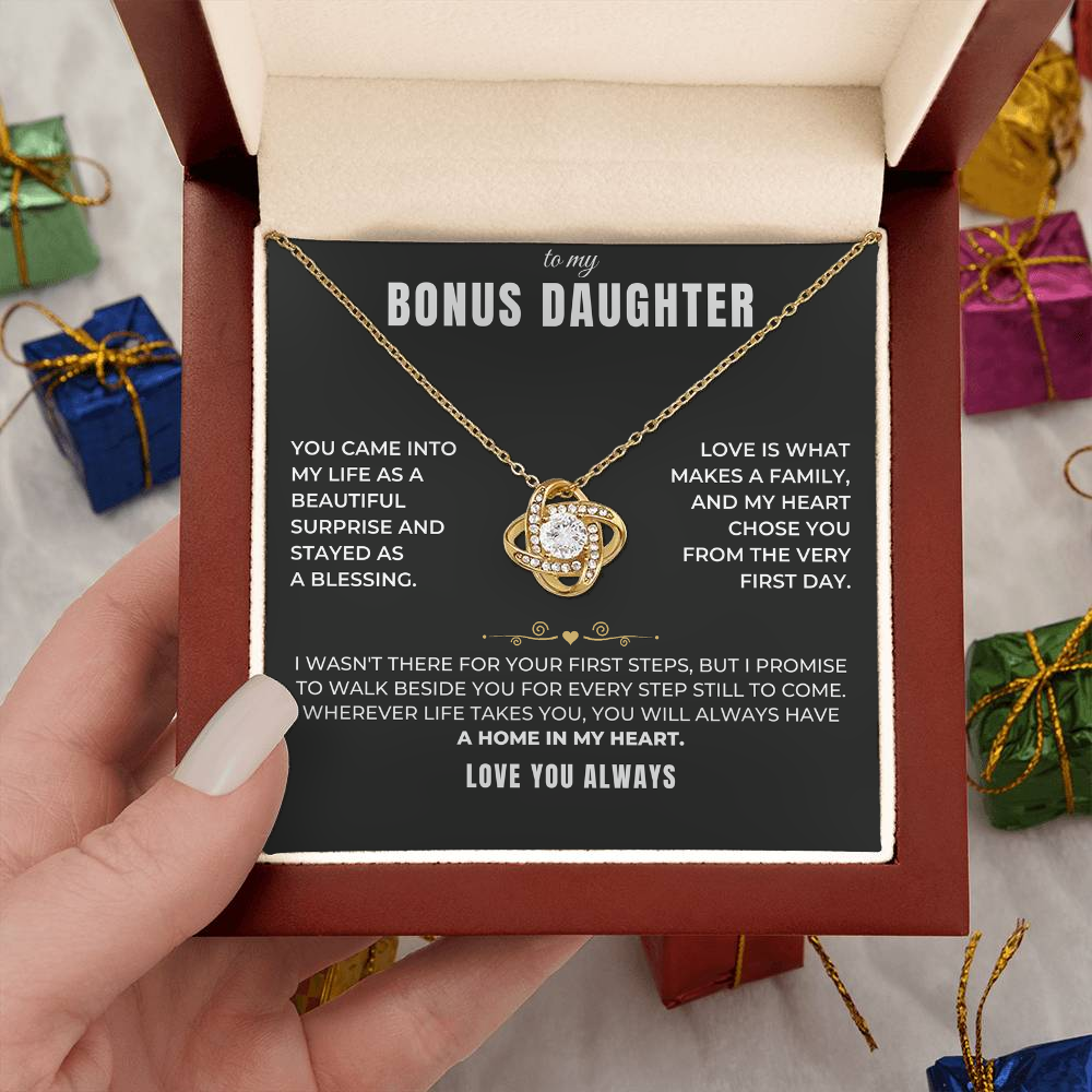 To my Bonus Daughter - Forever Family Knot Necklace