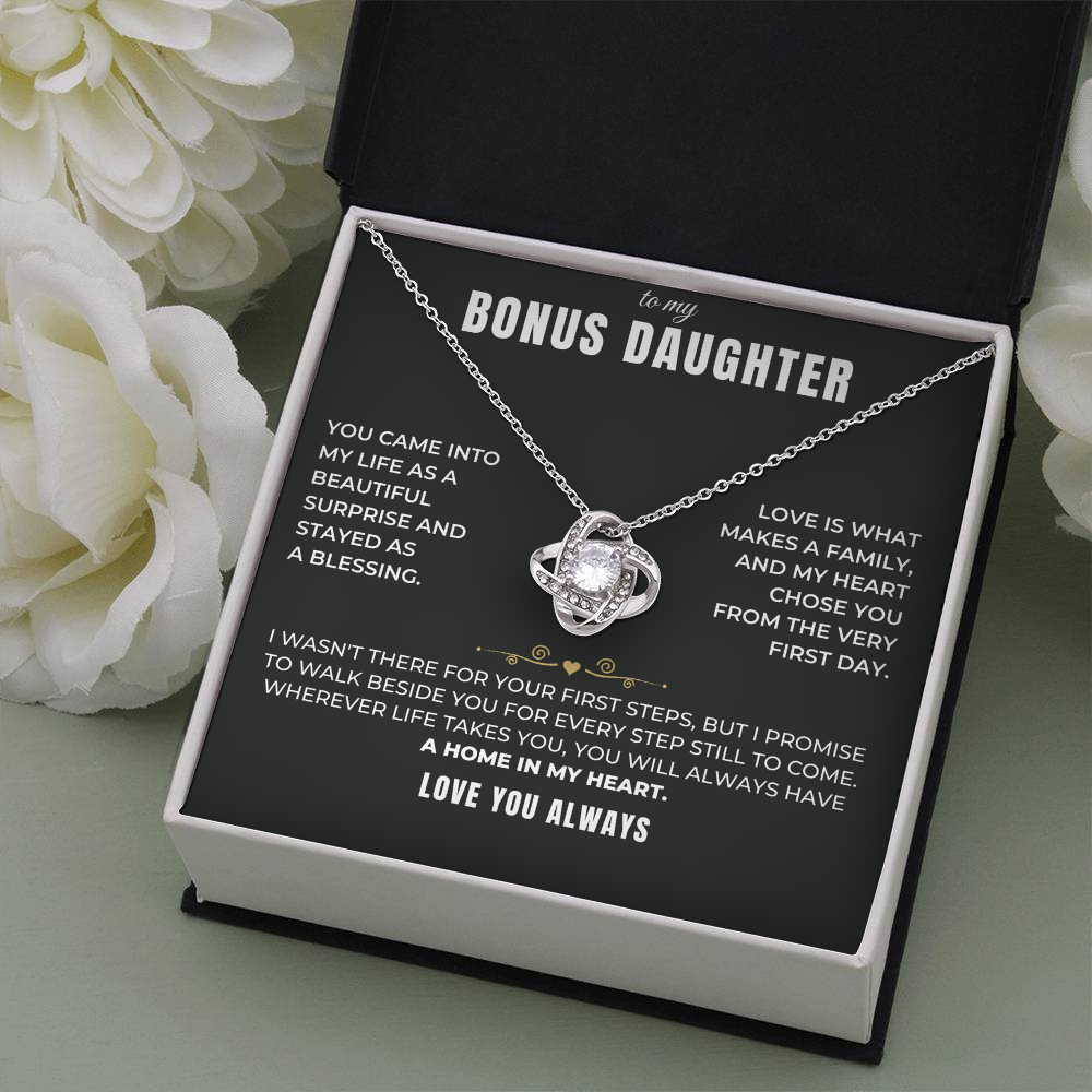 To my Bonus Daughter - Forever Family Knot Necklace