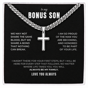To my Bonus Son - Family Bond Cross Necklace
