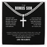 To my Bonus Son - Family Bond Cross Necklace