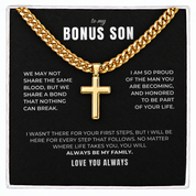 To my Bonus Son - Family Bond Cross Necklace