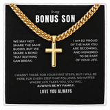 To my Bonus Son - Family Bond Cross Necklace