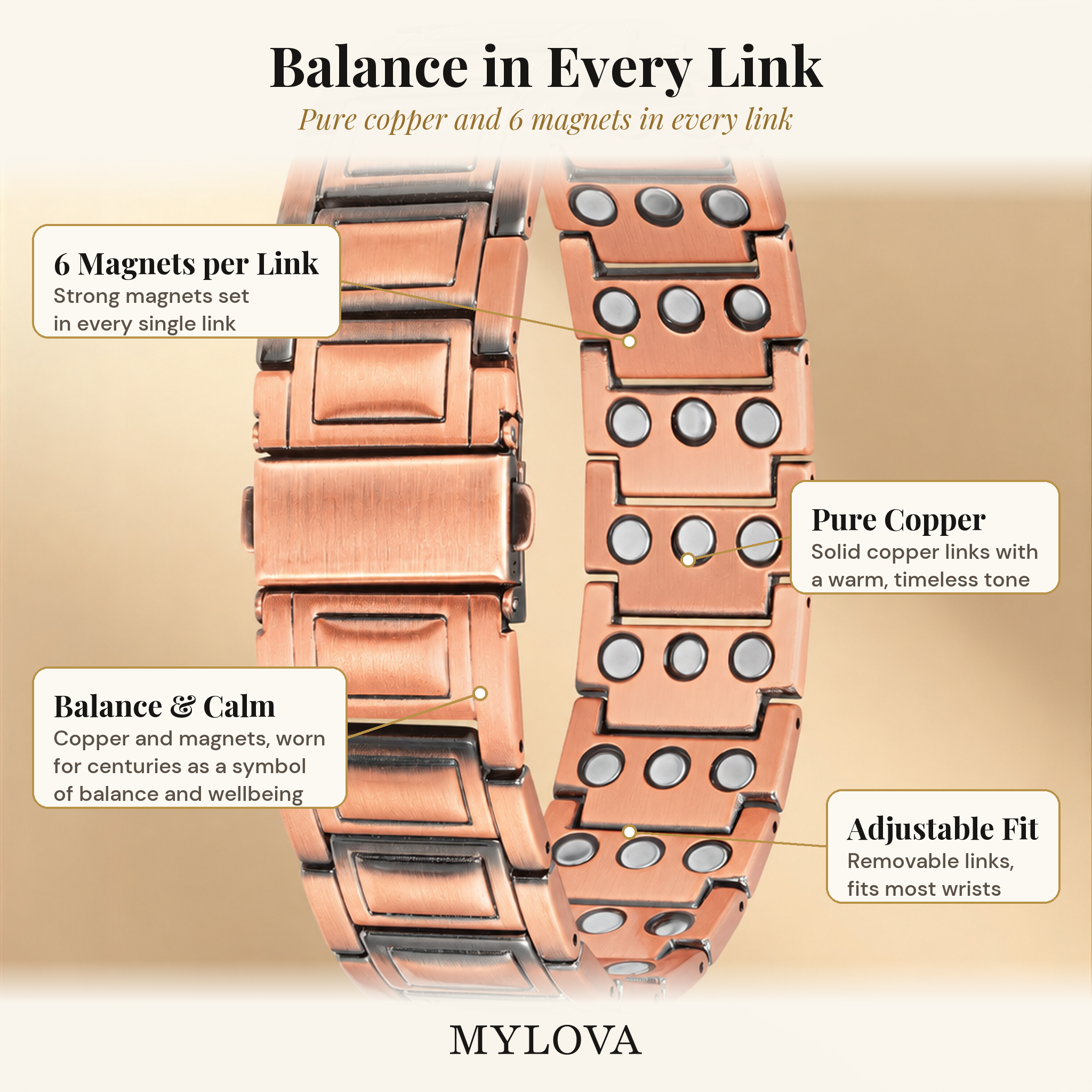 To my Man - Magnetic Copper Link Bracelet