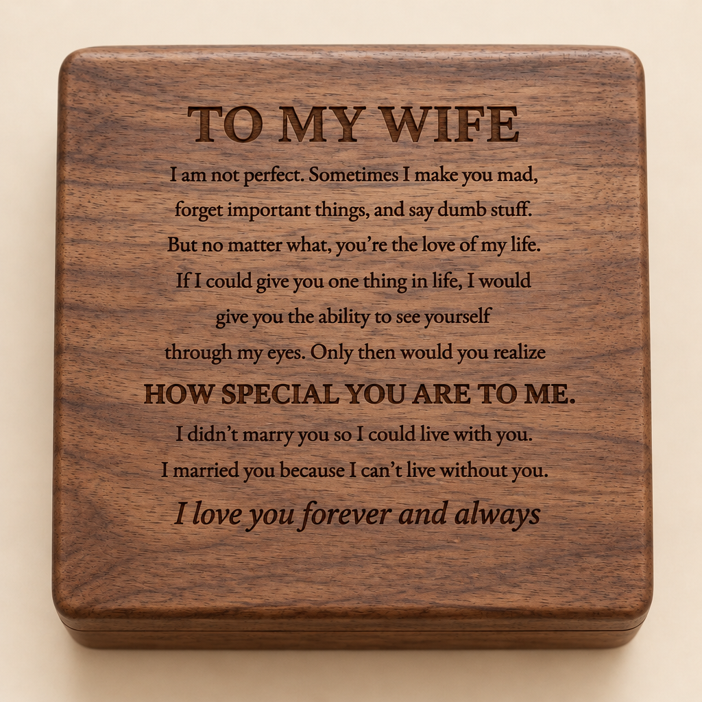 To my Wife - I F*cking Love You Bracelet & Engraved Walnut Box