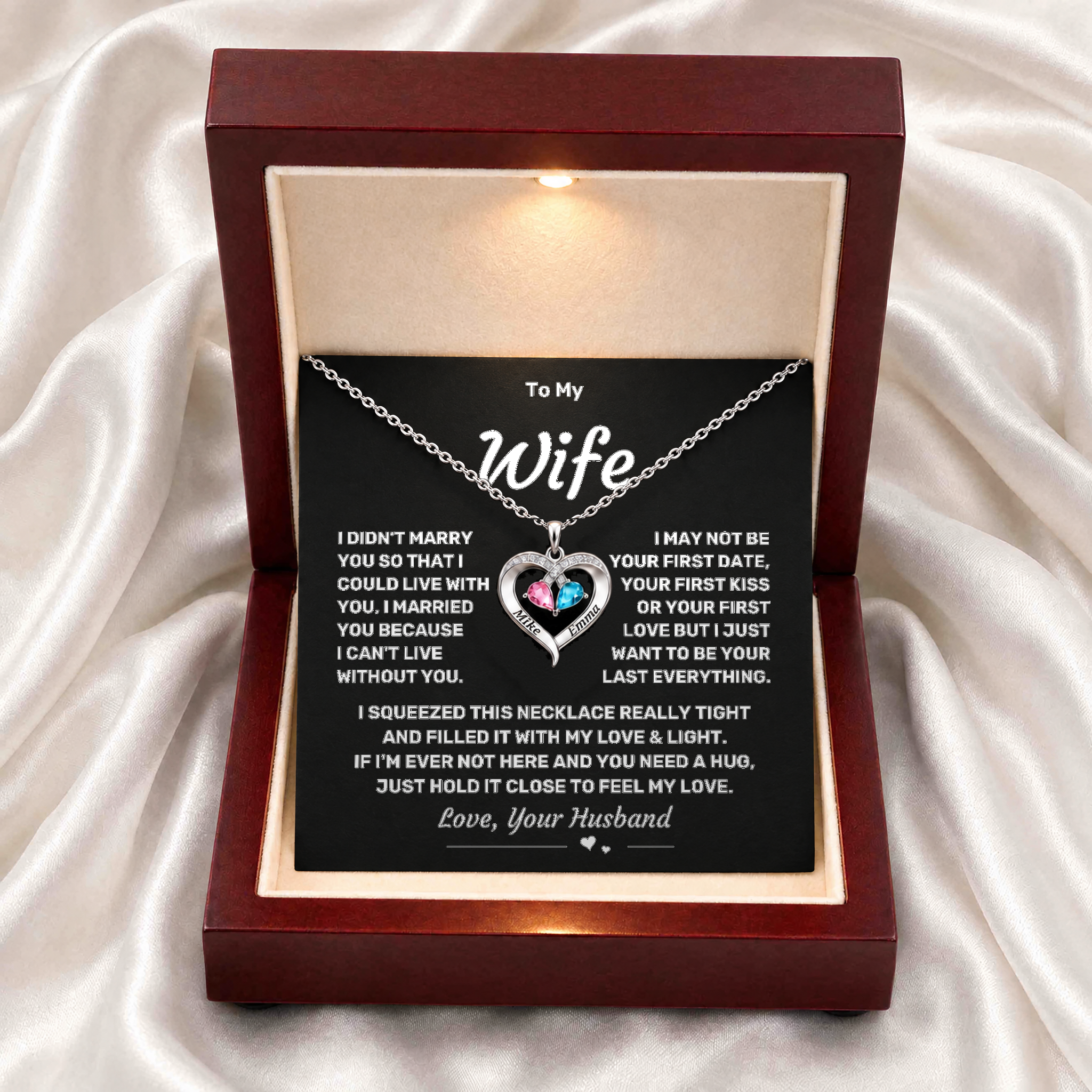 To my Wife - Forever Love Birthstone Necklace