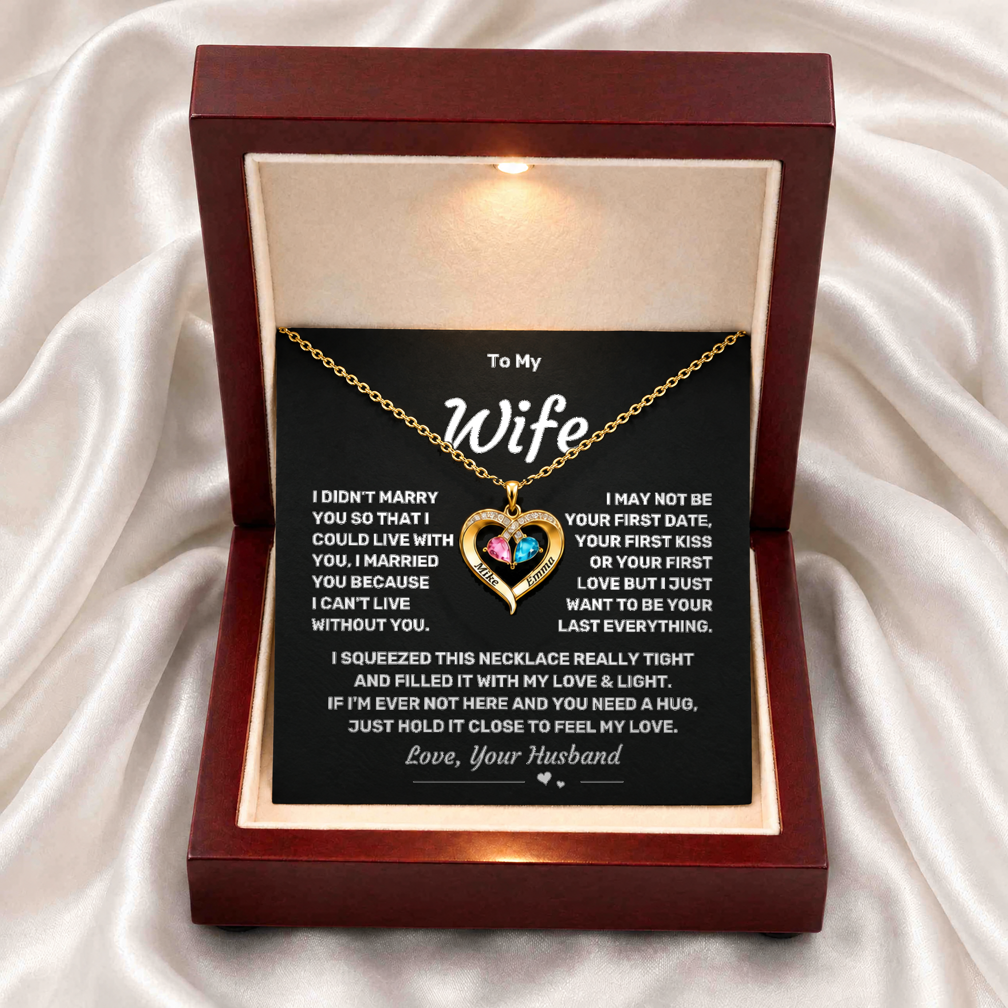 To my Wife - Forever Love Birthstone Necklace