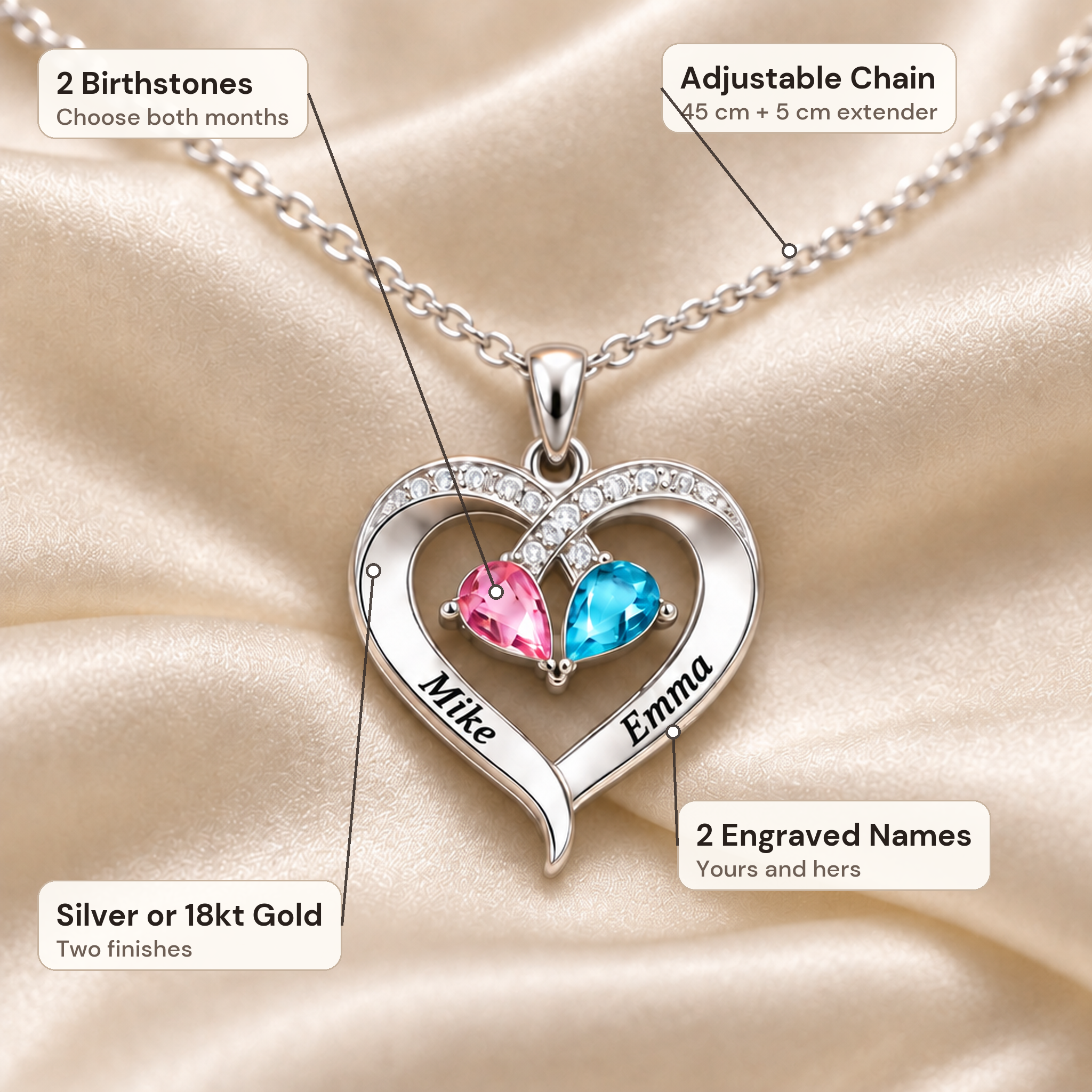 To my Wife - Forever Love Birthstone Necklace