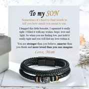 To my Son - Braided Leather Bracelet - Silver detail