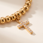 Beaded Birthstone Cross Charm Bracelet detail