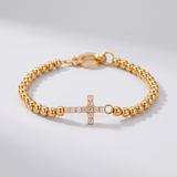 Beaded Birthstone Cross Charm Bracelet