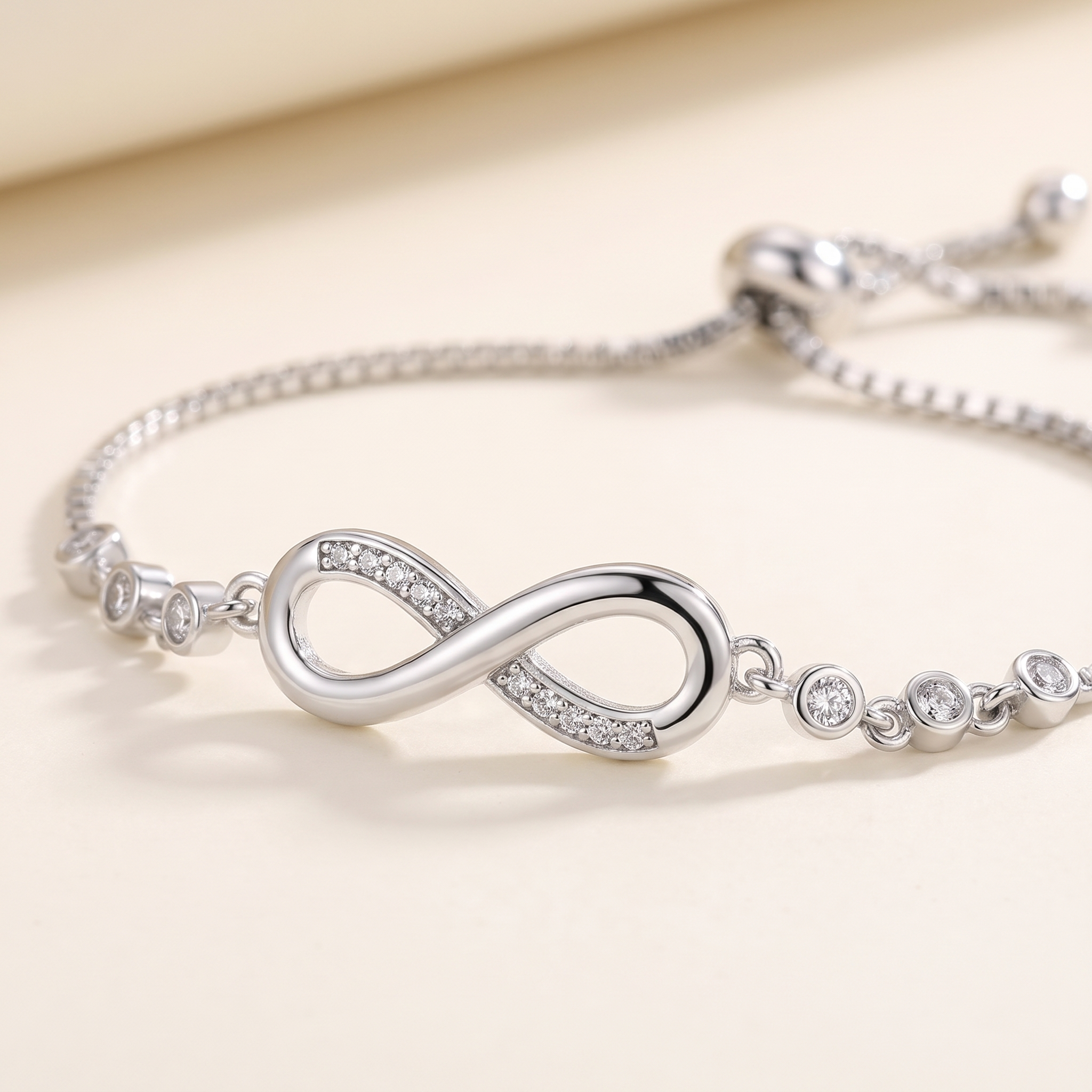 Infinity love Sterling Silver Bracelet detail