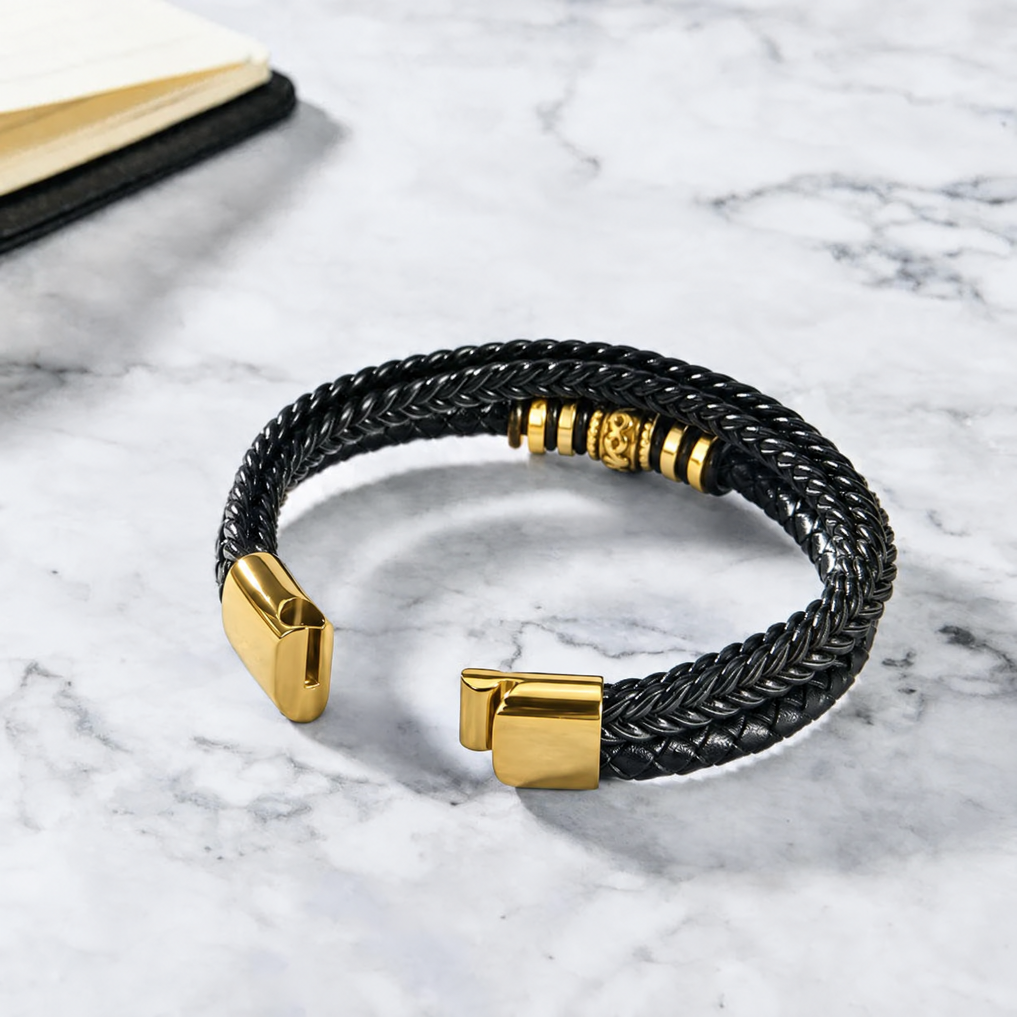 To my Son - Braided Leather Bracelet - Gold